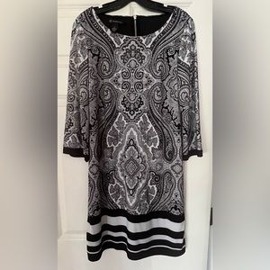 INC Black and White Paisley Dress size medium